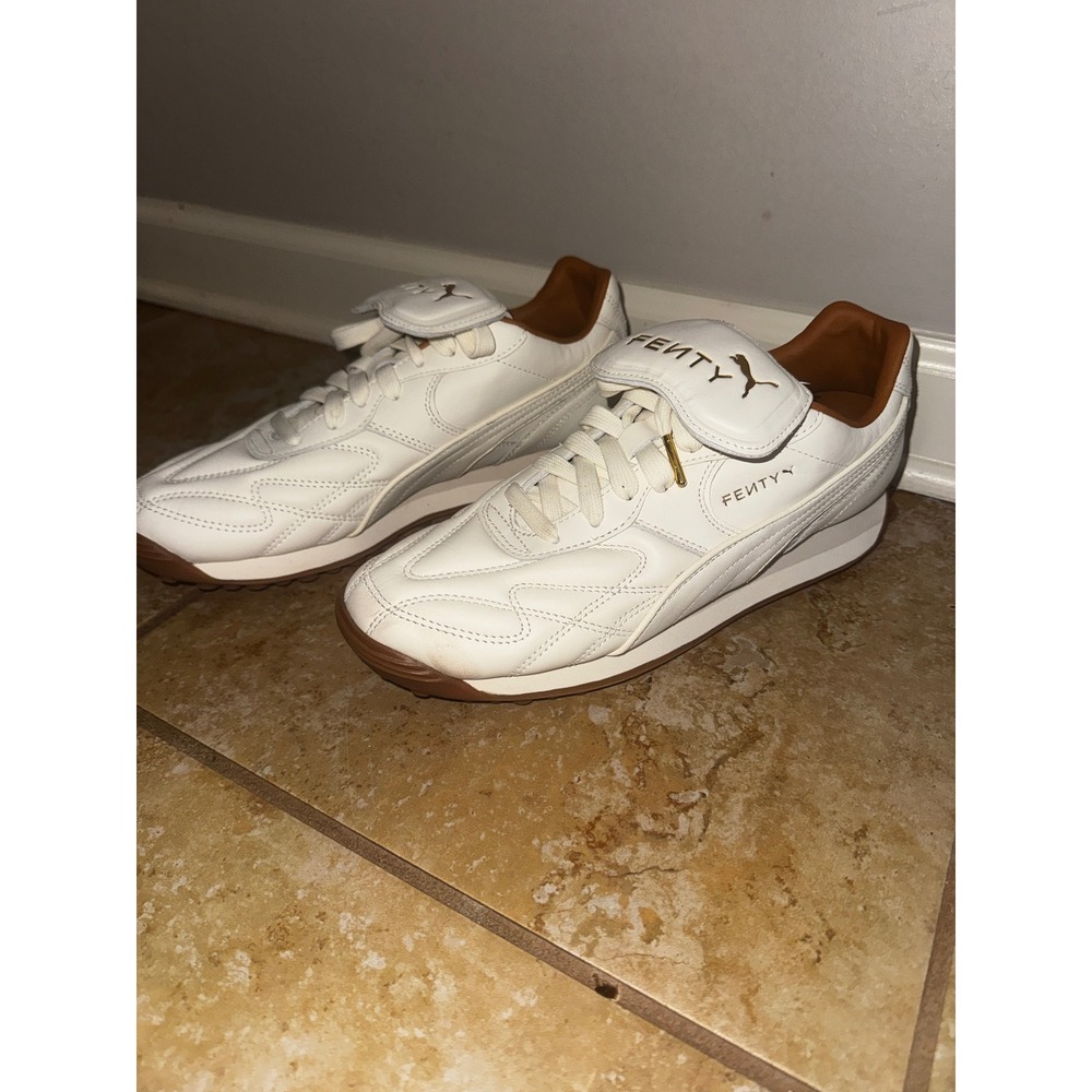 Fenty x Puma Avanti VL White Gold Leather Sneakers Rihanna 398671-01